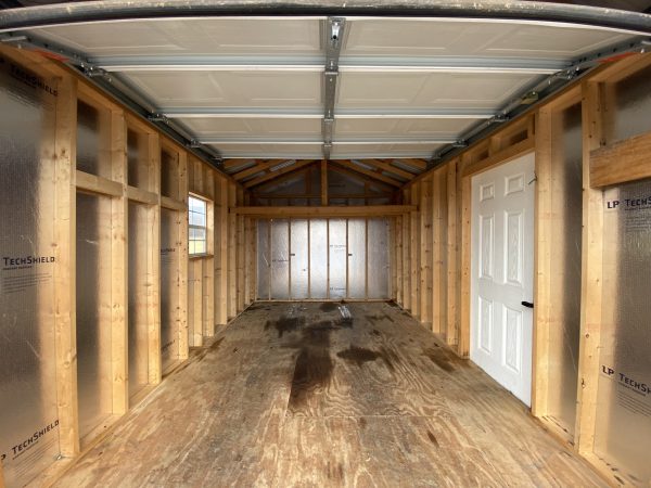 Inside of Garage Shed with white door